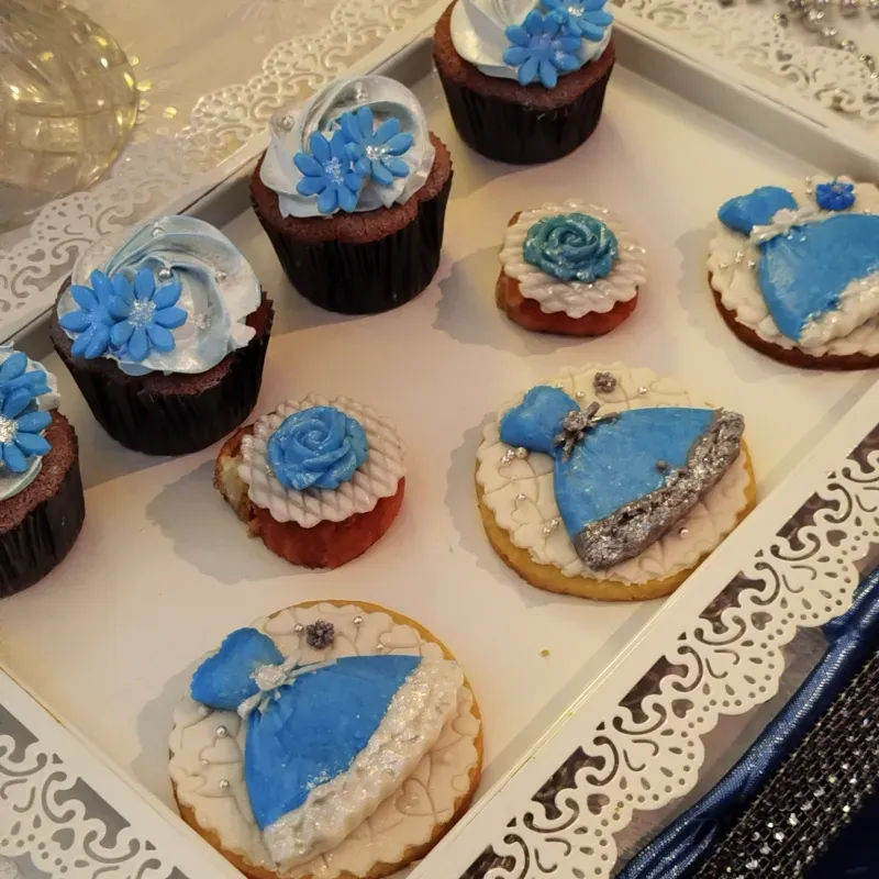 Azul y plateado quinceañera 