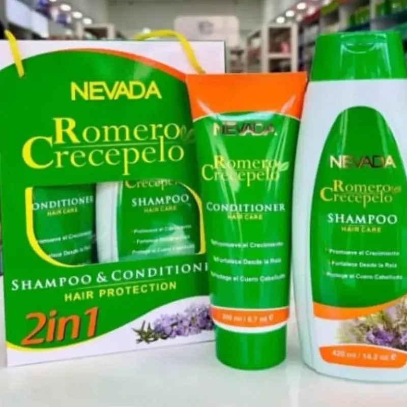 Juego de Shampoo 420ml y Acondicionador 200ml Romero Crecepelo