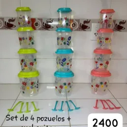 Set de 4 pozuelos + cucharitas