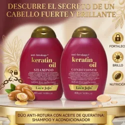 Shampo y Acondicionador de Keratina y Aceite de Argán Sin Sal 400ml