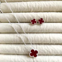 Conjunto Van Cleef rojo vino de 1 flor 🥀