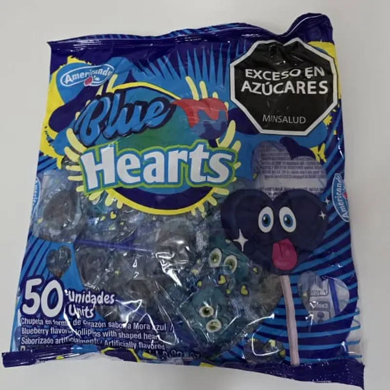 Chupeta en Forma de Corazón sabor Mora Azul (250 g)