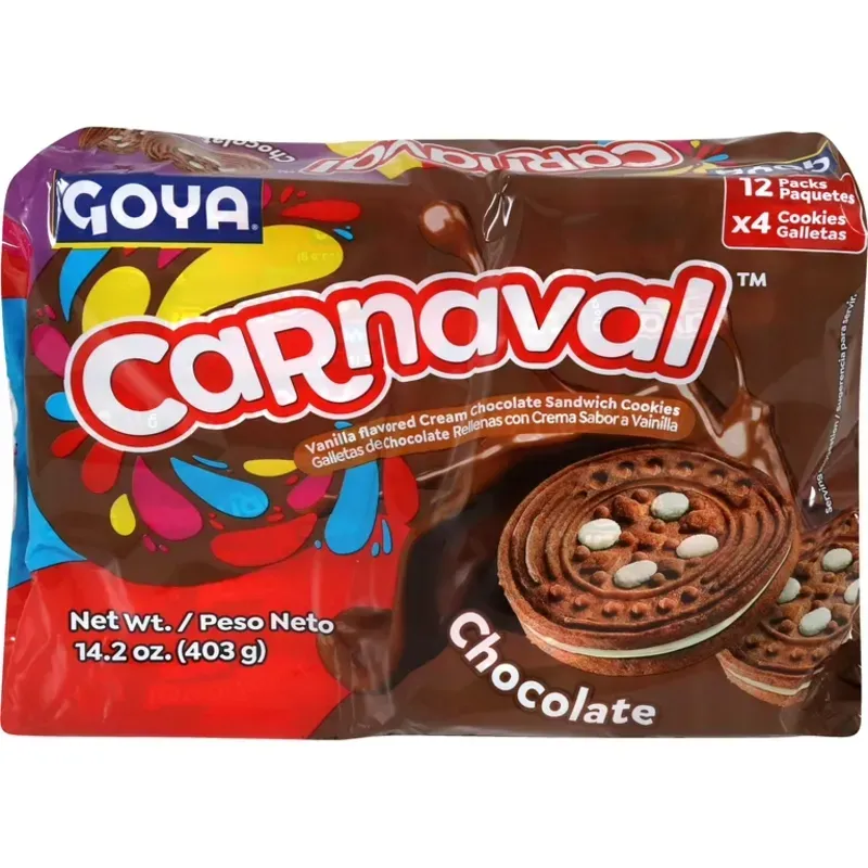 Galletas Carnaval de Goya sabor Chocolate (12 paquetes x 32 g)
