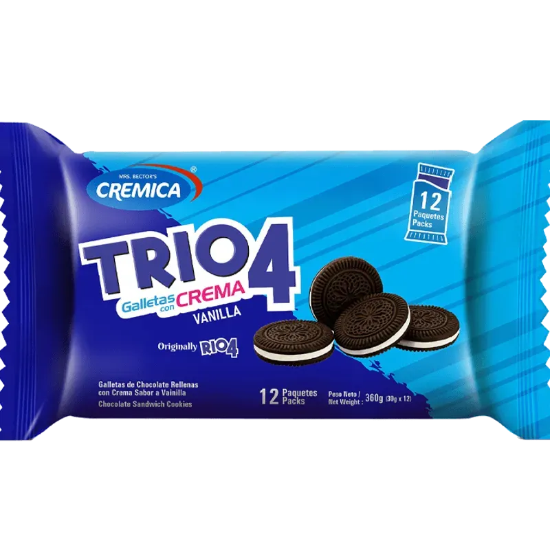 Galletas de Chocolate con crema de Vainilla (12 Paqueticos de 30g)