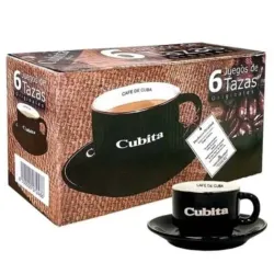 Juego 6 Tazas Espresso Cubita con Platillos