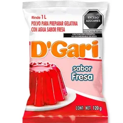 Polvo para Gelatina sabor Fresa (120 g. - Rinde 1 Litro)