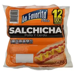 Salchicha de Pollo y Cerdo La Favorita (12 Un - 408 gr)