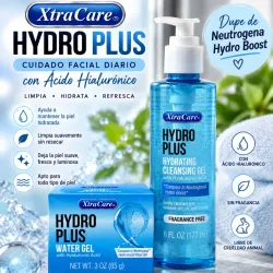 Combo facial XtraCare Hydro Plus con Ácido Hialurónico, compuesto por Gel Limpiador Hidratante