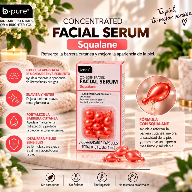 Concentrated Facial Serum con Squalane – 10 cápsulas
