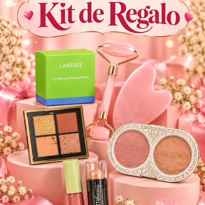 Por la compra de 2 sets o más. Recibirás un kit de maquillaje como este.