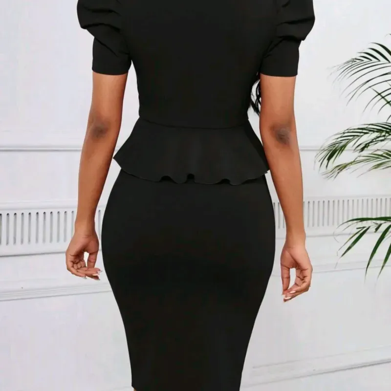 CONJUNTO 2 PZS PARA MUJER	NEGRO, MANGA CORTA CUELLO V