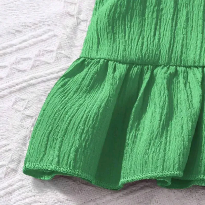 CONJUNTO 2 PZS PARA NIÑA	VERDE TOP CUELLO REDONDO CHORT HOLGADO