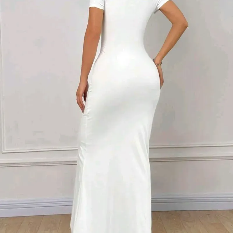 VESTIDO PARA MUJER	BLANCO LARGO CORTE SIRENA HOMBROS DESCUBIERTOS