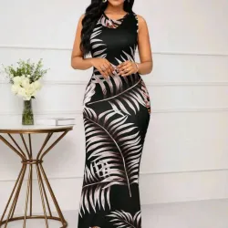 VESTIDO PARA MUJER	ELEGANTE ESTAMPADO PLANTAS