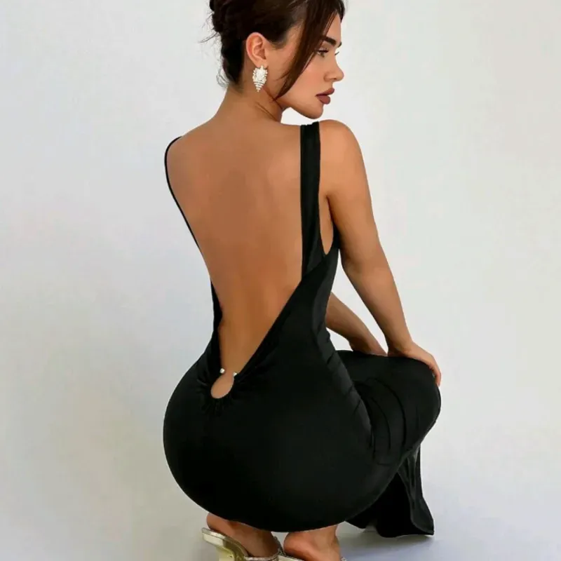 VESTIDO PARA MUJER	NEGRO ESPALADA DESCUBIERTA