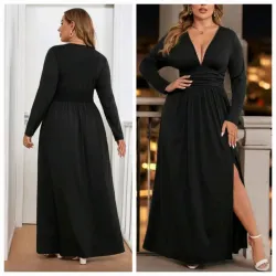 VESTIDO PARA MUJER	NEGRO MANGA LARGA TALLA GRANDE