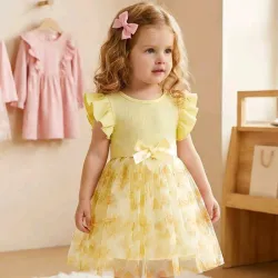 VESTIDO PARA NIÑA	AMARILLO MALLA PRINCESA VERANO