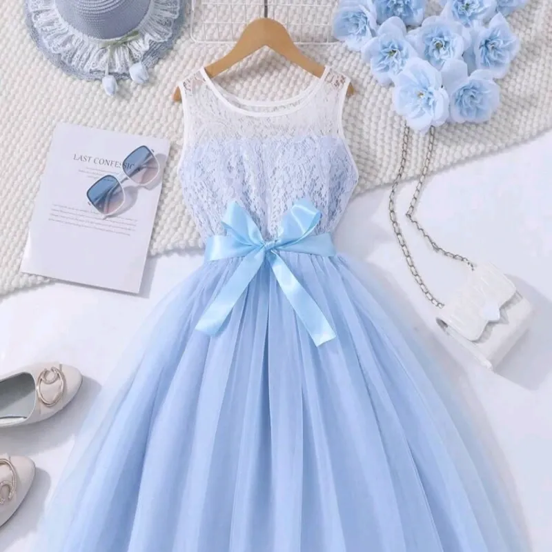 VESTIDO PARA NIÑA	AZUL ENCAJE