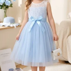 VESTIDO PARA NIÑA	AZUL ENCAJE