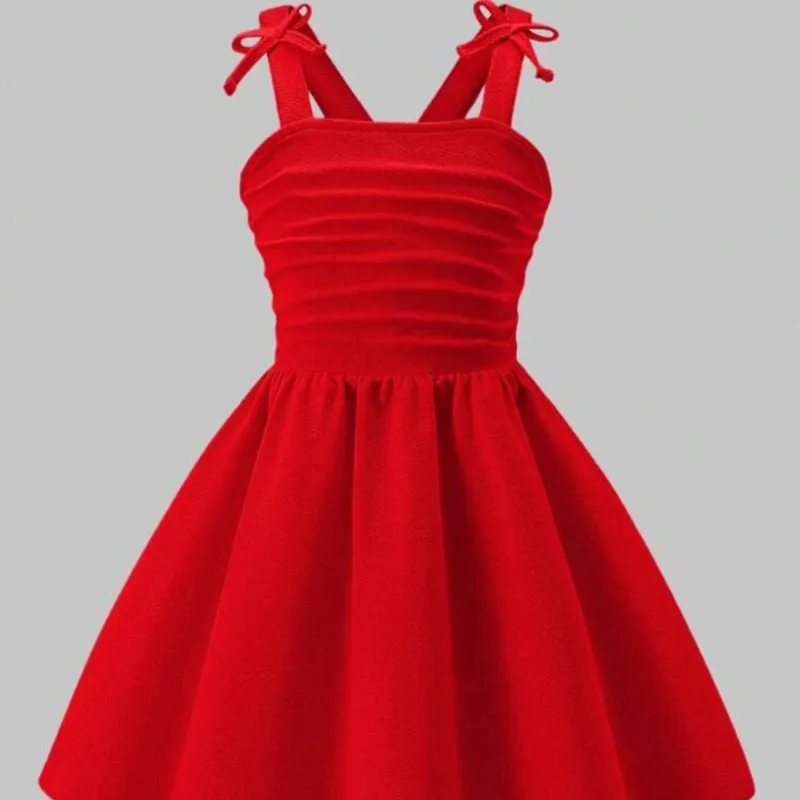 VESTIDO PARA NIÑA	ROJO TIRANTES FRUNCIDOS