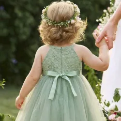 VESTIDO PARA NIÑA	VERDE LAZO ESPALDA