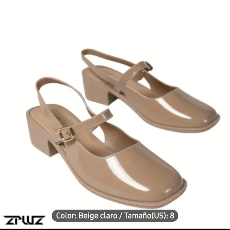 ZAPATOS	BEIGE CLARO TACON CUADRADO 