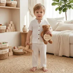 CONJUNTO 2 PZS PARA NIÑO	BLANCO, CAMISA PANTALON CO-08