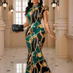 VESTIDO MUJER	ELEGANTE ESTAMPADO CADENAS 19138