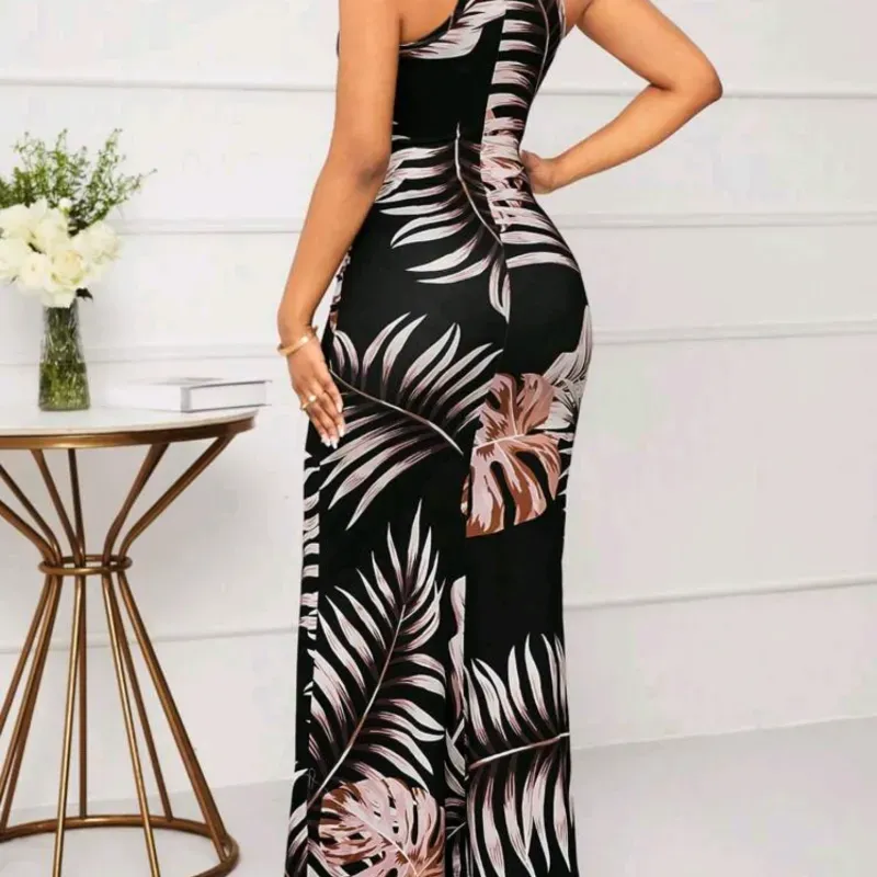 VESTIDO MUJER	ELEGANTE ESTAMPADO PLANTAS 19146