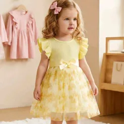 VESTIDO PARA NIÑA	AMARILLO MALLA PRINCESA VERANO VA-10