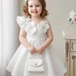 VESTIDO PARA NIÑA	BLANCO FLORES 3D VA-14