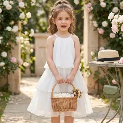 VESTIDO PARA NIÑA	BLANCO, VARIOS NIVELES VA-26