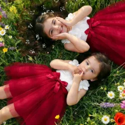 VESTIDO PARA NIÑA	BLANCO Y ROJO FLOR 3D VA-23