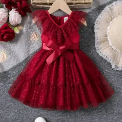 VESTIDO PARA NIÑA	BURDEOS, LUNARES Y TUL