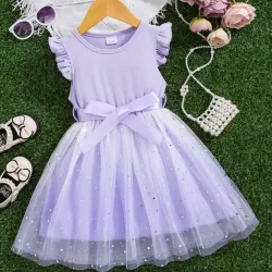 VESTIDO PARA NIÑA	MALVA, MALLA CON ESTRELLAS VA-03