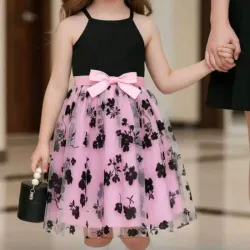 VESTIDO PARA NIÑA	NEGRO Y ROSADO TIRANTES VA-06