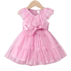 VESTIDO PARA NIÑA	ROSA, MALLA LUNARES 