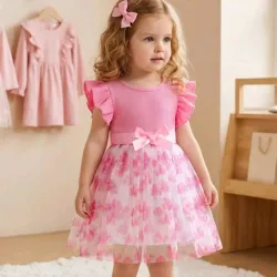 VESTIDO PARA NIÑA	ROSA MALLA PRINCESA VERANO VA-11