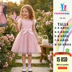 VESTIDO PARA NIÑA	ROSA PALO, MALLA CON ESTRELLAS VA-02