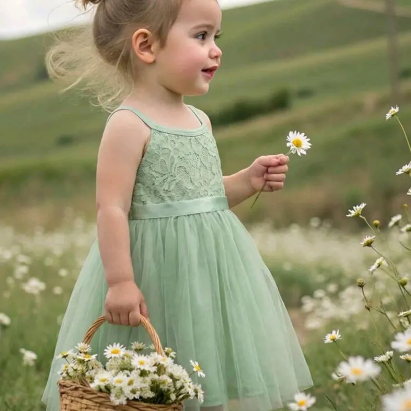 VESTIDO PARA NIÑA	VERDE LAZO ESPALDA VA-13