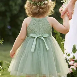 VESTIDO PARA NIÑA	VERDE LAZO ESPALDA VA-13
