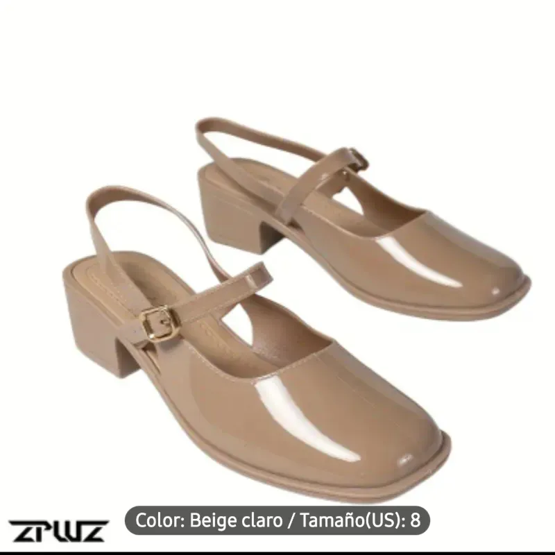 ZAPATOS	BEIGE CLARO TACON CUADRADO MUJER