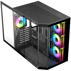 Chasis Gaming DIYPC ARGB N3 BK Panorámico 270° ARGB con 4 Ventiladores E-ATX