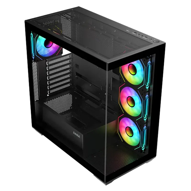 Chasis Gaming SAMA Neview SV01 Panorámico 270° ARGB con 4 Ventiladores
