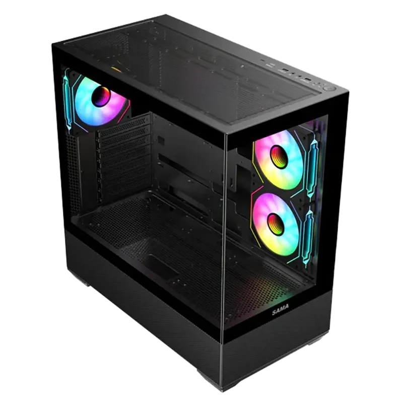 Chasis Gaming SAMA Neview SV02 Panorámico 270° ARGB con 3 Ventiladores