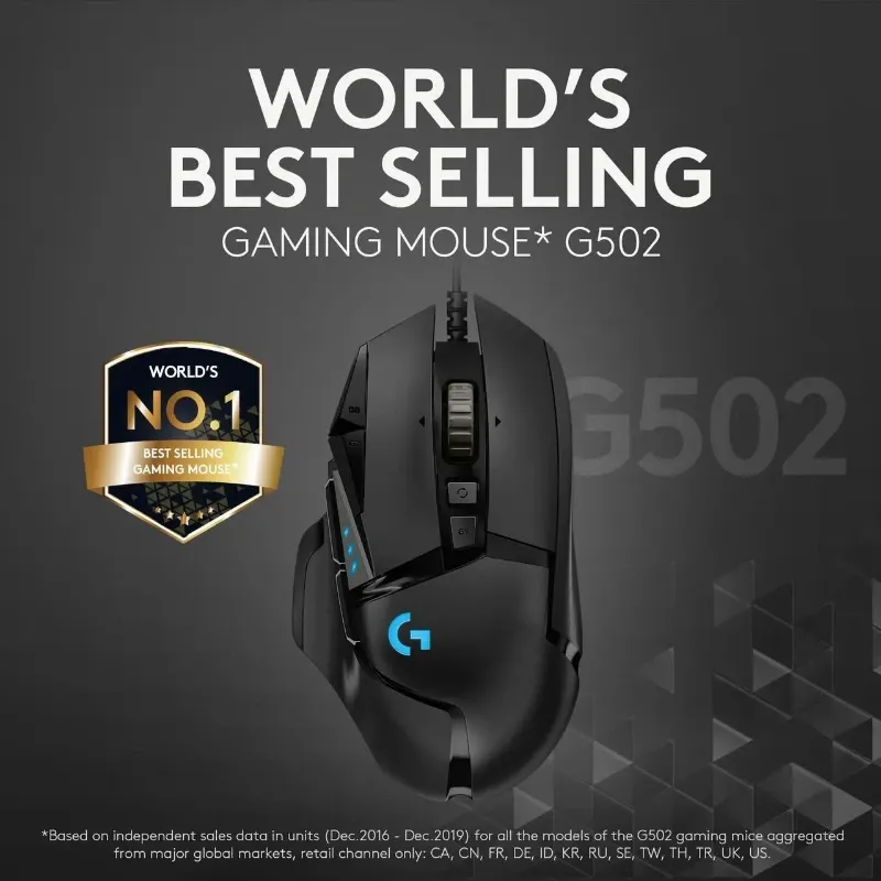 Mouse Gaming Logitech G502 Hero RGB 25600 DPI Pesas Ajustables