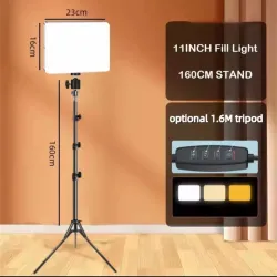 Panel de Luz LED 11” Profesional con Trípode 1.6m | Iluminación Ajustable 2700K–6500K para Fotografía y Video