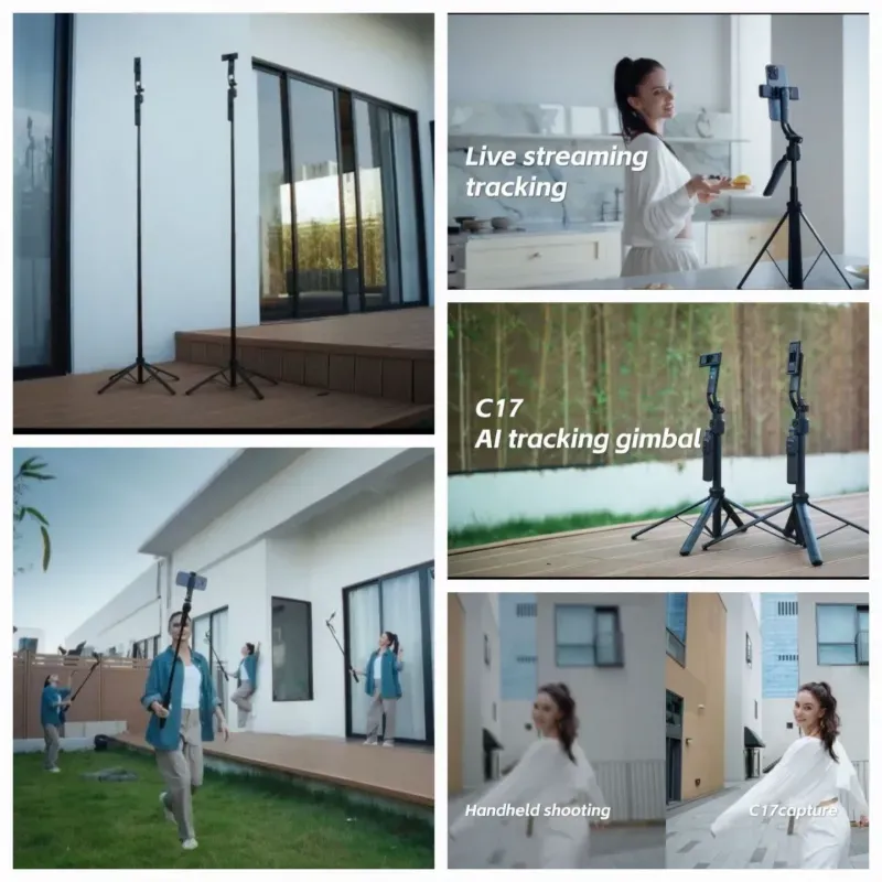 Trípode Inteligente C12 1.8M con Seguimiento Automático 360° y Control Remoto