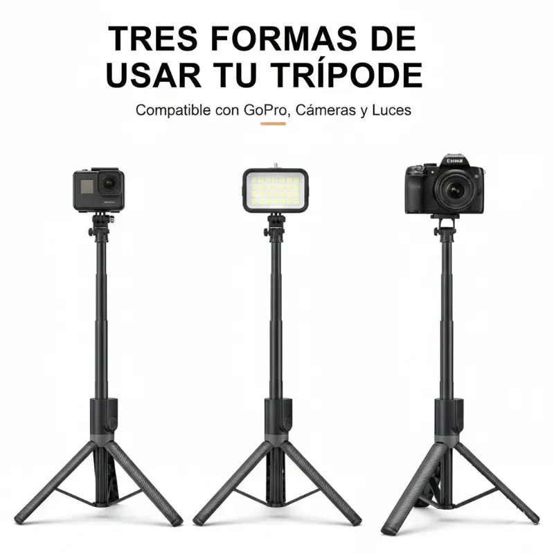 Trípode Profesional 1.80 Metros  Control Remoto sin varillas, Diseñado para Transmisiones en Vivo, Compatible con iPhone/Smartphones Android