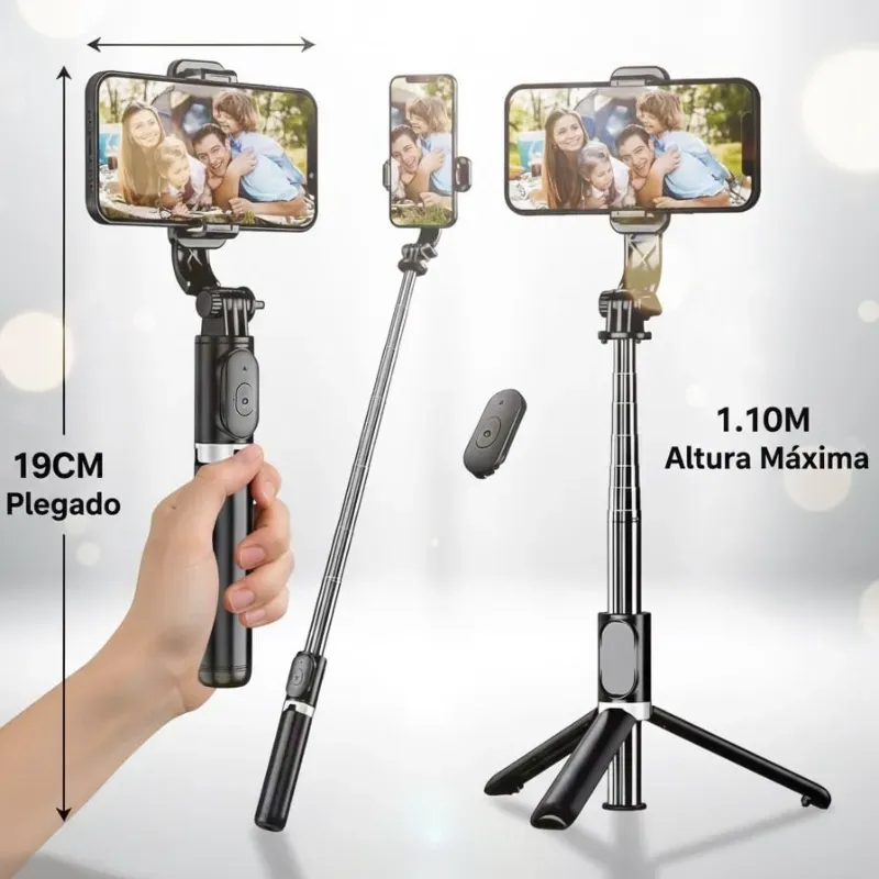  Trípode y Palo selfi 2 en 1 altura 1.10M de altura